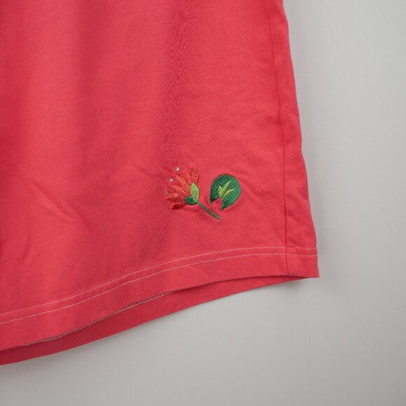 Quacker Factory Shorts Shirt SET Womens Medium Coral Embroidered 100% Cotton - Picture 3 of 16
